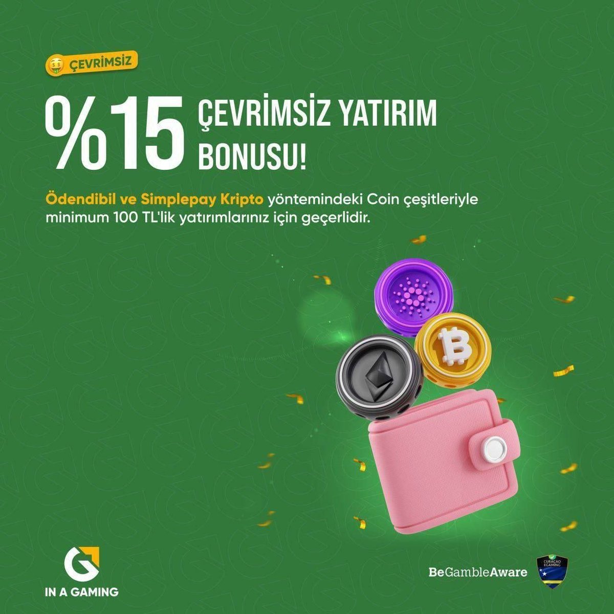 🎁 Çevrimsiz Bonus'un tadını çıkar! ⚡️In a Gaming’de ilk yatırımınız dahil olmak üzere minimum 100₺ Kripto yatırımlarınıza Çevrimsiz bonus alabilirsiniz. 📲 inagaming.live/twitter