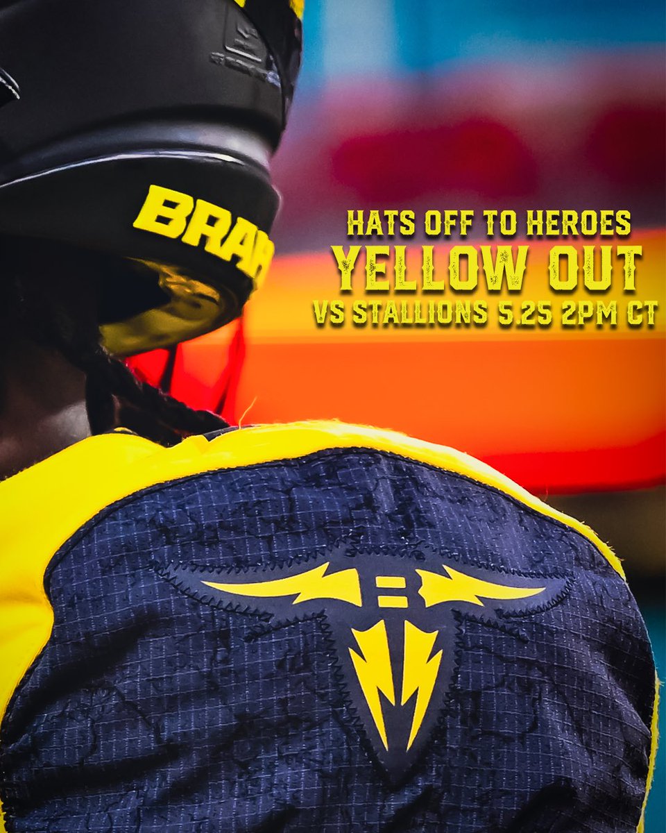 Join us for Hats Off to Heroes Night vs the Birmingham Stallions, kickoff at 2pm CST! 🟡 The Alamo Yellow 🟡 Jerseys worn by our team will help pay homage to yellow ribbons that signify support for military troops and their safe and sound return home. Wear yellow to join us in