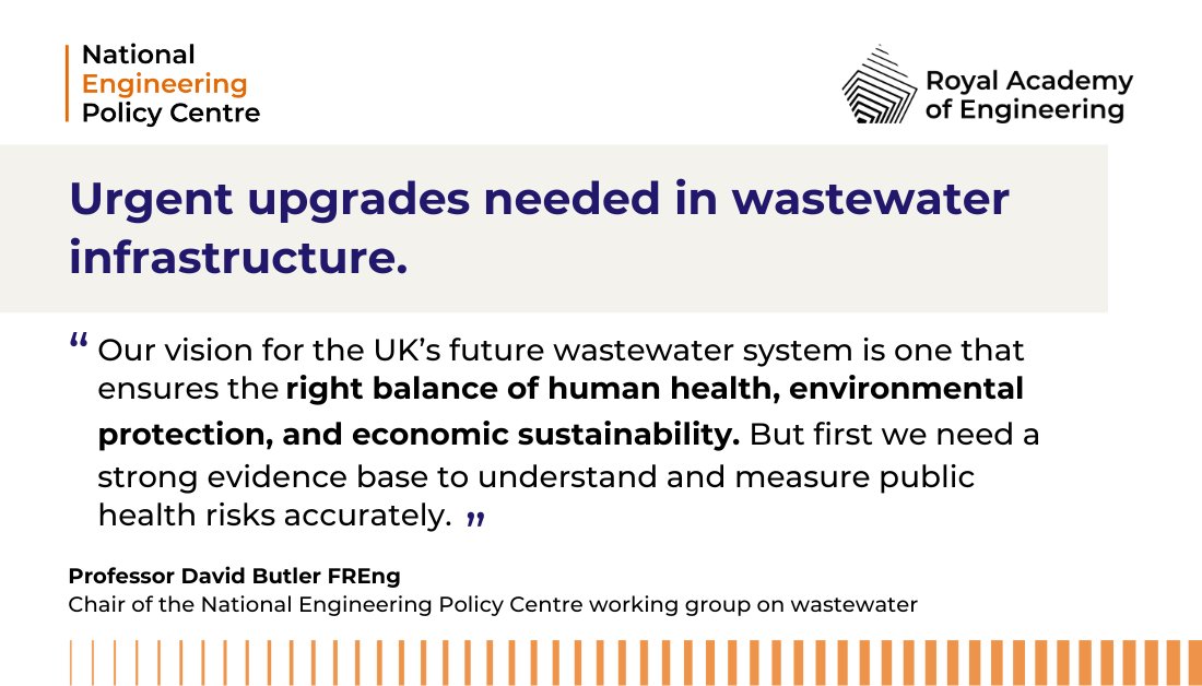 New National Engineering Policy Centre report calls for action to upgrade #wastewater infrastructure. Read more: raeng.org.uk/news/new-repor… @IChemE @ICE_engineers @Imeche @InstWater @CIWEM.