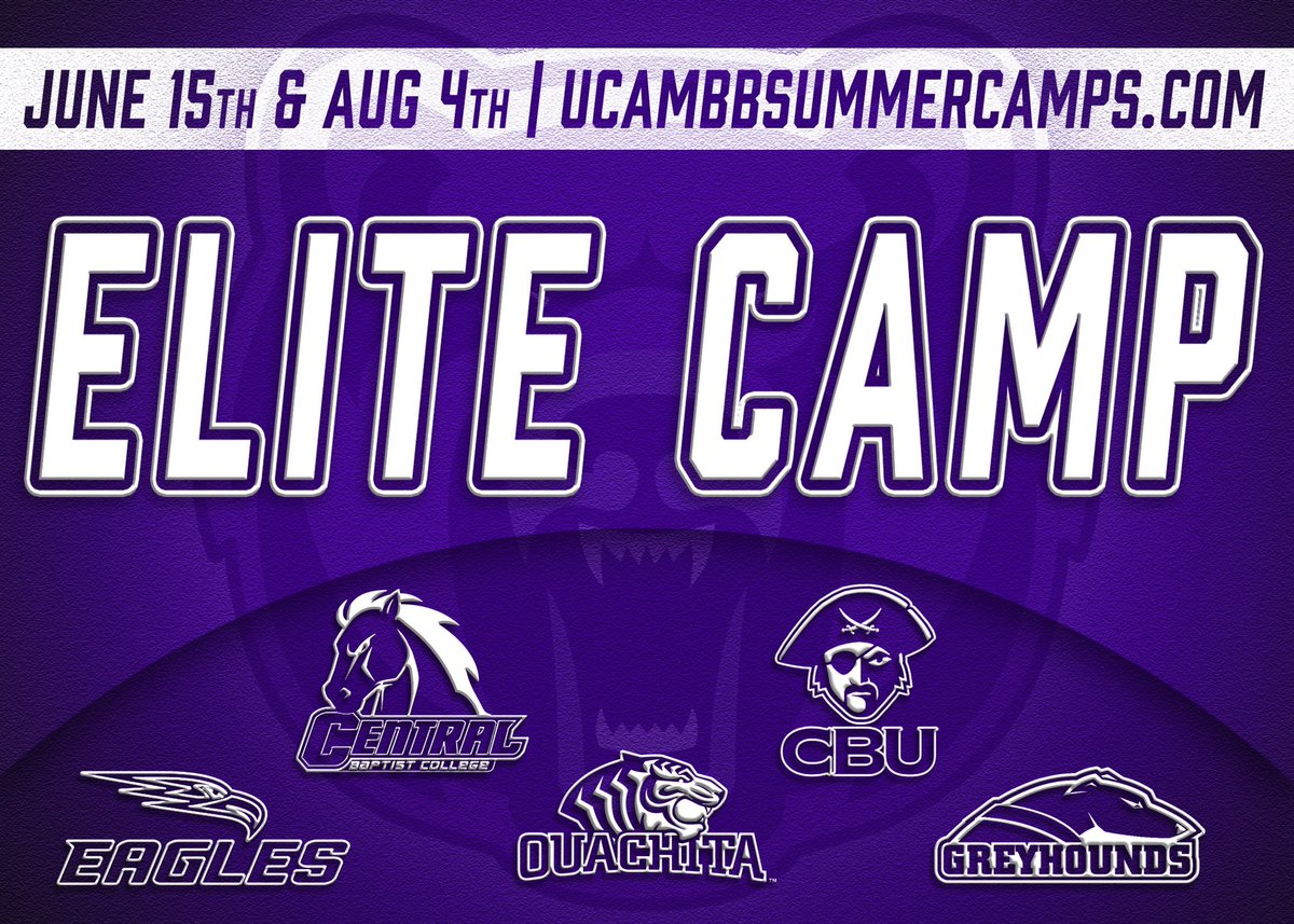 UCA Men's Basketball (@ucambb) on Twitter photo Only 2️⃣2️⃣ days away from our first Elite Camp of the summer!
Besides our staff, we will have coaches from the D2, D3, NAIA, and JUCO level all attending and recruiting camp!
<a href="/ozarksmbb/">University of the Ozarks Basketball</a>
<a href="/CentralBaptMBB/">Central Baptist College Men’s Basketball</a>
<a href="/OBUMBB/">Ouachita Men's Basketball</a>
<a href="/CBUBucsMBk/">CBU Men's Basketball</a>
<a href="/ASU_MidSouthMBB/">ASU Mid-South Men's Basketball</a> Only 2️⃣2️⃣ days away from our first Elite Camp of the summer!
Besides our staff, we will have coaches from the D2, D3, NAIA, and JUCO level all attending and recruiting camp!
<a href="/ozarksmbb/">University of the Ozarks Basketball</a>
<a href="/CentralBaptMBB/">Central Baptist College Men’s Basketball</a>
<a href="/OBUMBB/">Ouachita Men's Basketball</a>
<a href="/CBUBucsMBk/">CBU Men's Basketball</a>
<a href="/ASU_MidSouthMBB/">ASU Mid-South Men's Basketball</a>