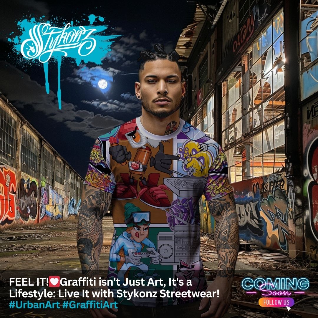 stykonz's tweet photo. FEEL IT!💟Graffiti isn't Just Art. It's a Lifestyle: Live It with Stykonz Streetwear! Launching June 2024!! FOLLOW US 🧡🙏 #stykonz #stykonzgraffitistreetwear #streetwearlife #hoodies #streetwear #GraffitiArt #coolvibes #coolvibes😎 💚🌎🌗 #fashionphotography https://t.co/VjJkH5AUMo