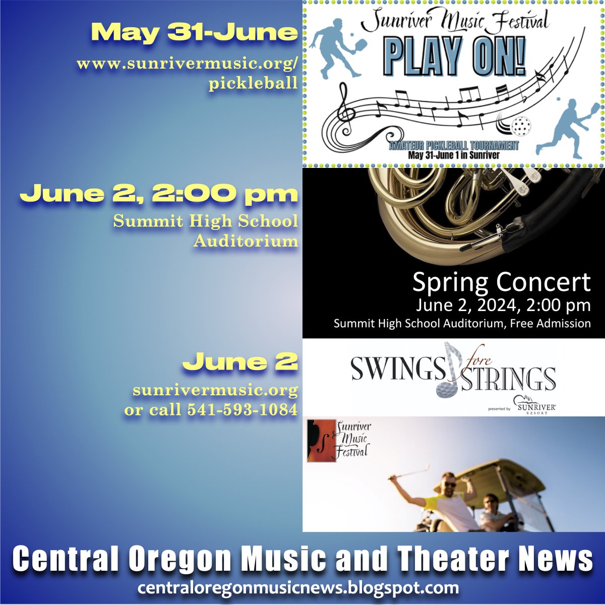 COMATNews's tweet image. Fun in the Sun! 

centraloregonmusicnews.blogspot.com/2024/05/fun-in…
@Events_inBend #concerts #classicalmusic #jazz @silentechotheatercompany #centraloregonsymphony @HighDesertChamberMusic @sunrivermusicfestival @operabend
@guerrillashakespeareco