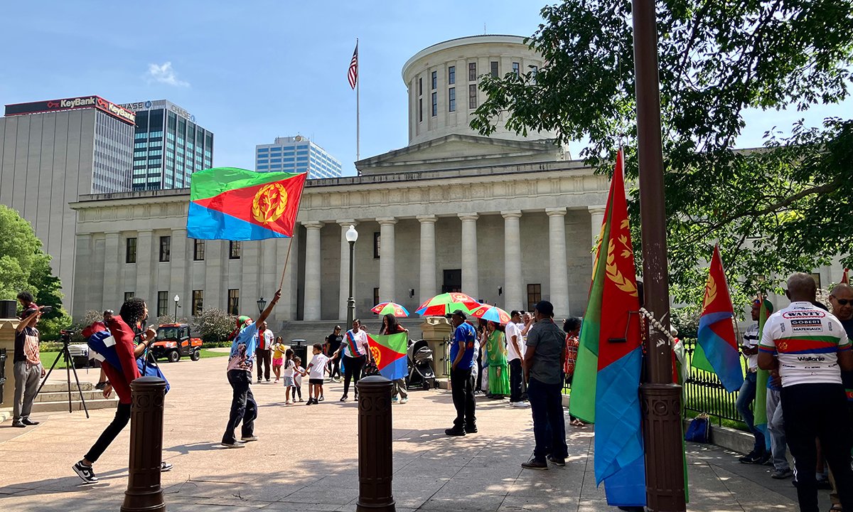 Today, the Eritrean community in Columbus celebrated Eritrea's 33 years of independence with a flag raising at the Ohio Statehouse.