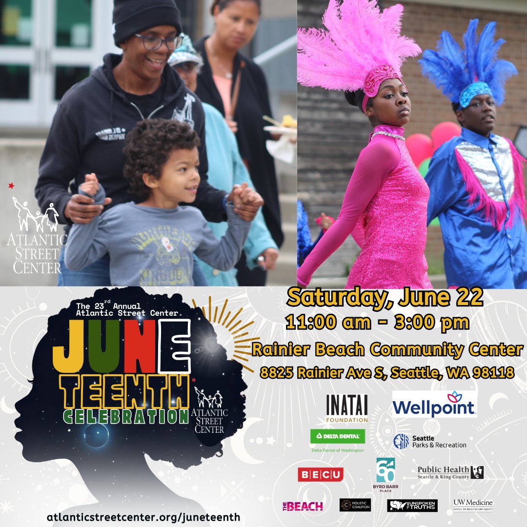 Have you gotten your FREE tickets to our Annual Juneteenth Celebration? Celebrate Black Excellence, community, and culture with us on Saturday, June 22nd at the Rainier Beach Community Center: tinyurl.com/mu8kww7f

#juneteenthseattle #southseattle #rainierbeach