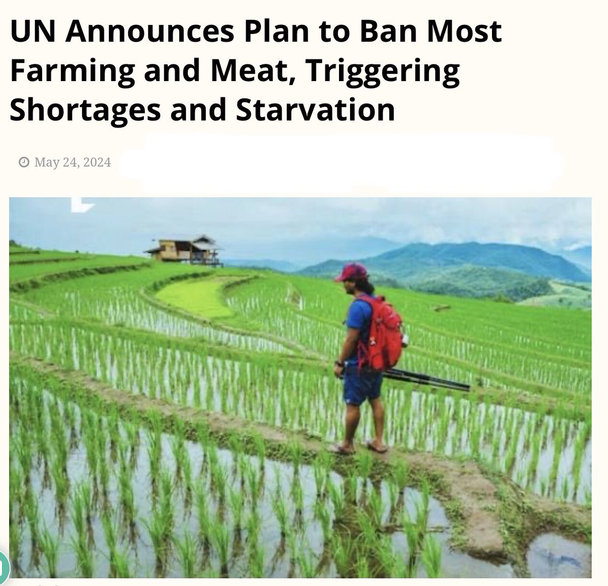 FYI - #JustinTrudeau, a #WEF treasonous traitor, is planning to destroy the livelihoods of #Canadian #farmers…as per his instructions from the far left radicals at the #UN! #TrudeauMustGo #TrudeauForTreason #CarbonTax #ClimateScam

needtoknow.news/2024/05/un-ann…