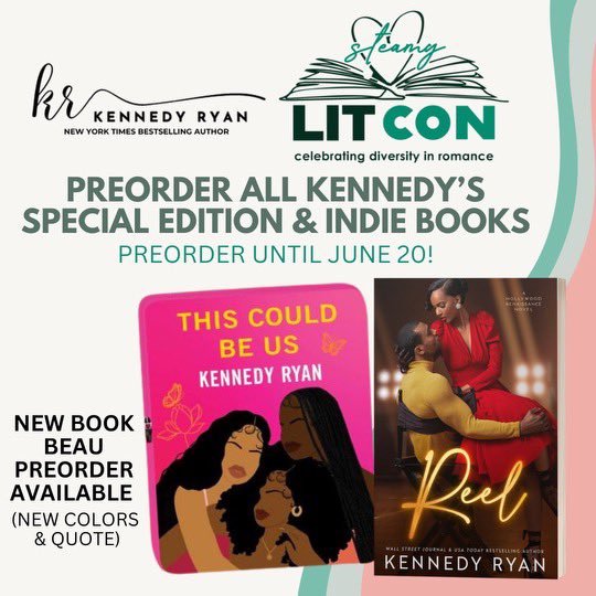 My steamy Lit preorder up! closes June 20! I will have a link for folks not attending to order the book sleeve in the next few days 🫶🏽 Special editions/Indie books: bit.ly/KRyanSLIndieBo… TCBU Book Beau bit.ly/kennedykyanboo… Bookseller preorder: bit.ly/MeetCuteSLPO