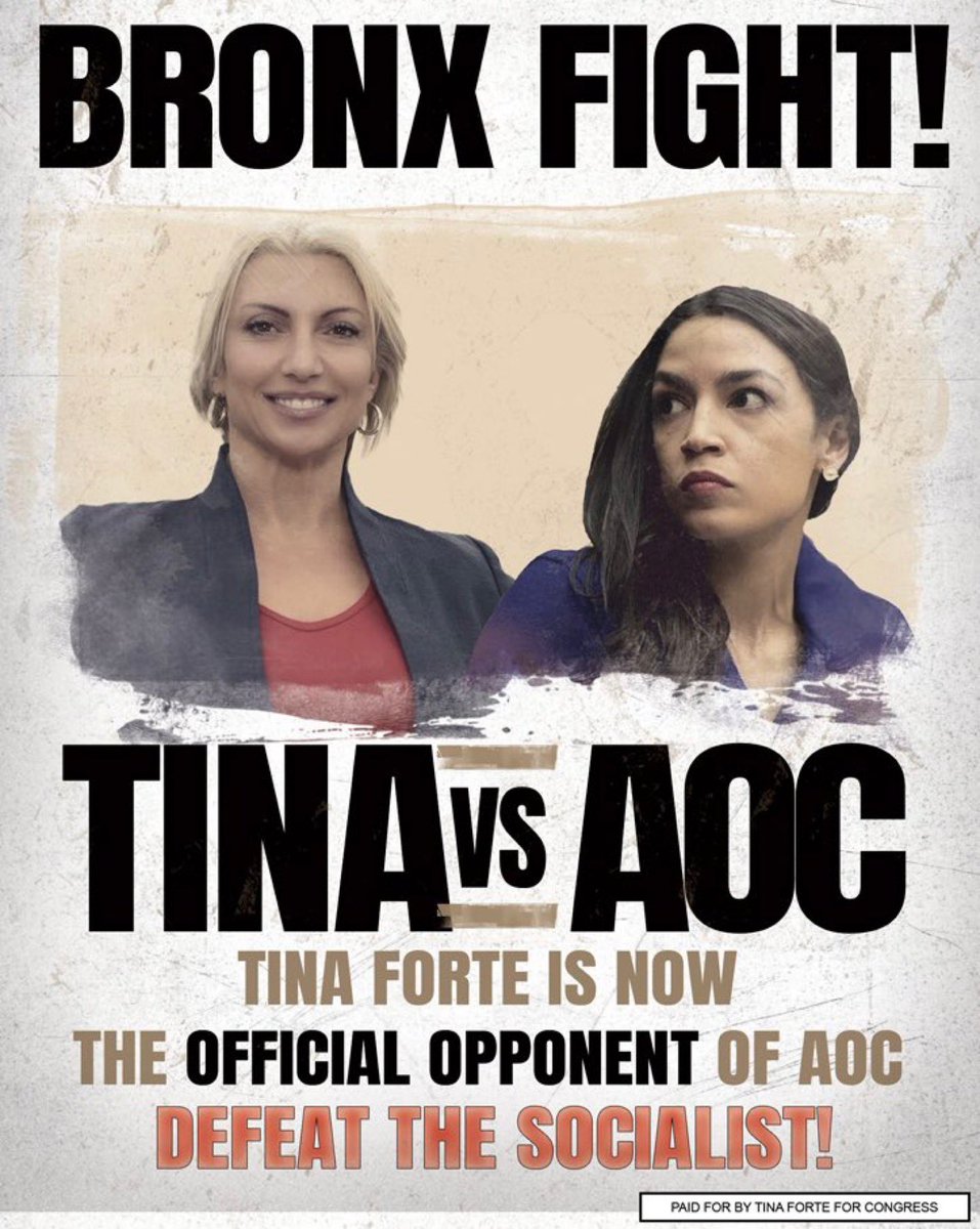 Let’s go NY! 🔥It’s critical that we remove AOC!! Get out and VOTE for @TinaForteUSA A true American that loves our country. She will get the job done on Day One working together with our great President ,Donald J. Trump. Please repost. Thank you friends!