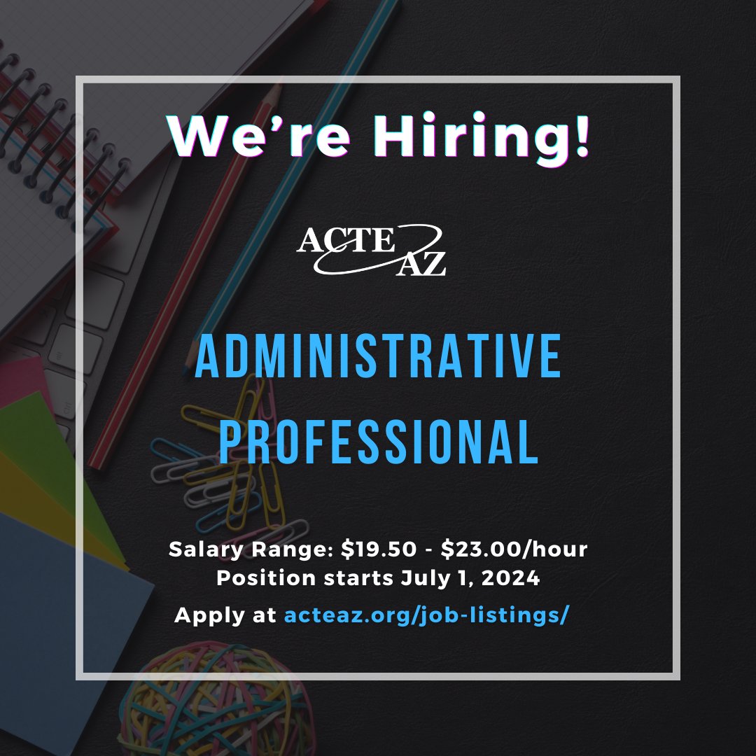 Join our team! ACTEAZ is looking for a dynamic Administrative Professional to help us make a difference in career and technical education. If you're organized, passionate, and ready to support our mission, apply today!

acteaz.org/job-listings/a…