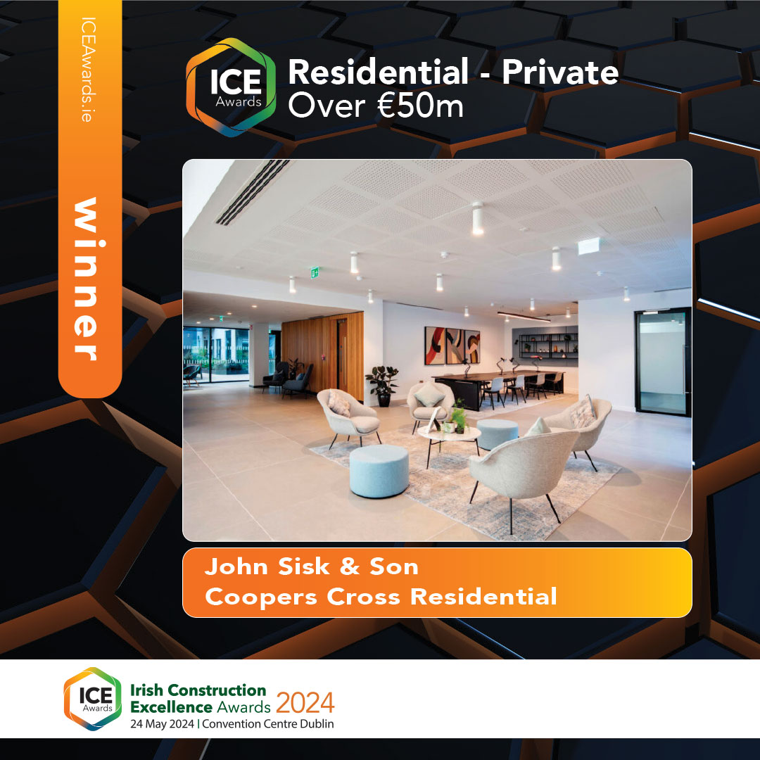 Congratulations to the Winner of Residential: Over €50m Coopers Cross Residential - John Sisk & Son
@JohnSiskandSon

#ICEAwards #ConstructionExcellence #construction #loveconstruction