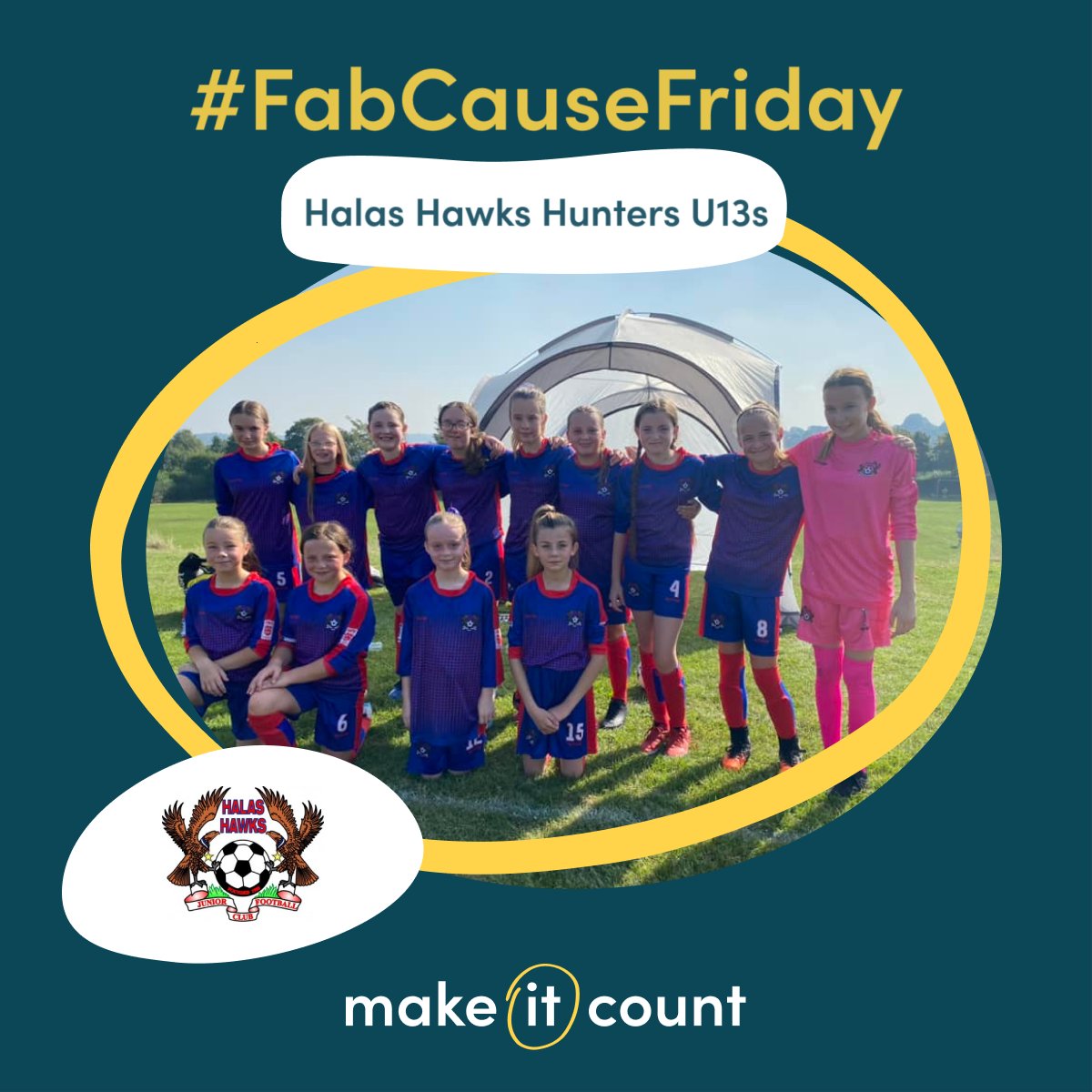 FA Cup final weekend!🏆 We're spotlighting Halas Hawks Hunters U13s in Halesowen are a recently formed girls team - hear a bit more about the team, the club and their fundraising 'goals' this #FabCauseFriday 👉 bit.ly/3WI9u7e