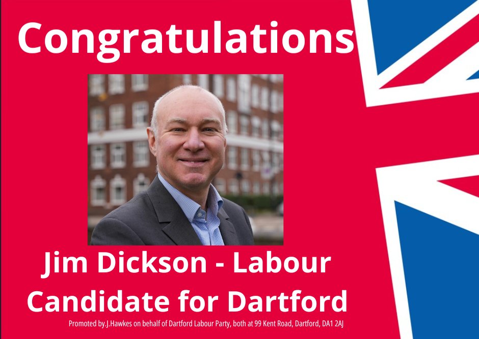 Dartford Labour are delighted to announce @Jim4Dartford as our candidate for the General Election. Dartford desperately needs an active, dedicated MP. Let's turn Dartford red.