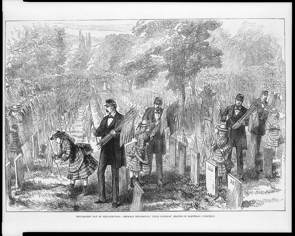 Decoration Day at Philadelphia: Orphan's Decorating Their Fathers' Grave in Glenwood Cemetery.