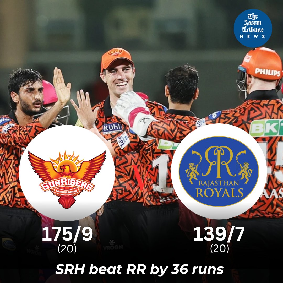 AT Match Update: @IPL 2024, Qualifier 2: @SunRisers beat @rajasthanroyals by 36 runs to reach the final. #TheAssamTribune #IPL2024 #SRHvsRR #Playoffs