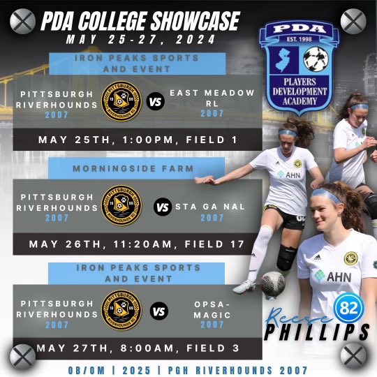 BIG weekend!  Prom tonight 🎉 and PDA Showcase Saturday-Monday ⚽️. Let’s go!!!!
<a href="/HoundsAcademy/">The Riverhounds Academy</a> <a href="/MProviano/">Mpro</a> <a href="/ImYouthSoccer/">ECNL/GA/Recruiting/College Soccer</a> <a href="/ECNLgirls/">ECNL Girls</a> <a href="/ECNLOhioValley/">ECNL Ohio Valley Conference</a> @SoccerMomInt <a href="/ImCollegeSoccer/">College Soccer Truth ™</a>