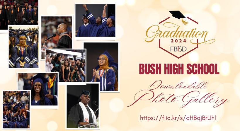 Graduation day is a significant milestone in the life of a student. Keep a memory of this unforgettable day by downloading professional photos of the @FortBendISD Bush High School Graduating Class of 2024. Congratulations!! flic.kr/s/aHBqjBrUh1 #FBISDGraduation