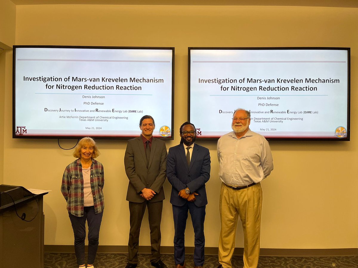 Abdul (@djireglaye) on Twitter photo Congratulations to Denis Johnson from the DJIRE group for successfully defending his PhD thesis on developing novel electrocatalysts for ammonia synthesis. Big thanks to the committee members Drs. Barteau, Balbuena, and Radovic. Well done Denis and all the best at <a href="/argonne/">Argonne National Lab</a>. Congratulations to Denis Johnson from the DJIRE group for successfully defending his PhD thesis on developing novel electrocatalysts for ammonia synthesis. Big thanks to the committee members Drs. Barteau, Balbuena, and Radovic. Well done Denis and all the best at <a href="/argonne/">Argonne National Lab</a>.