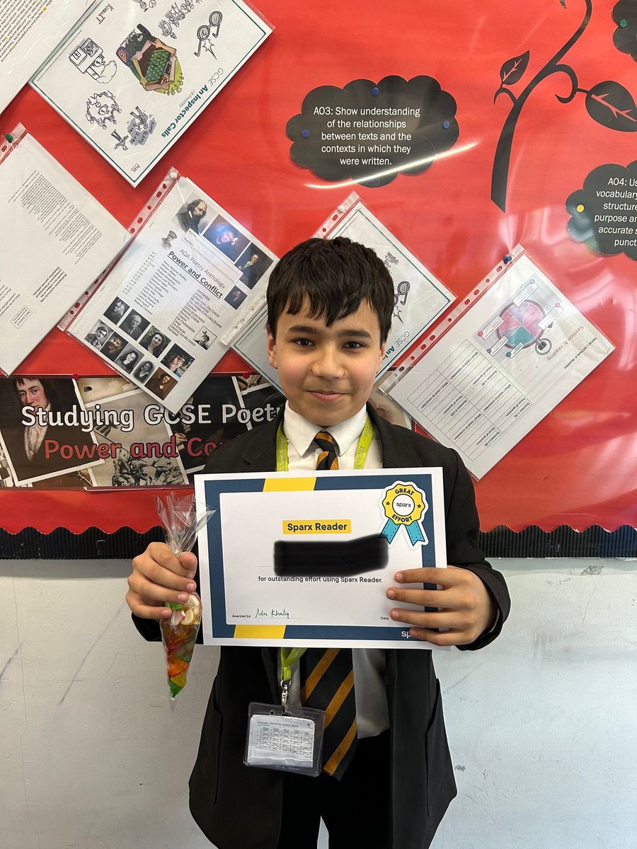 Our Sparx Reader of the week who has completed more than 3 hours of meaningful reading this week! Keep up the brilliant work! #ambition