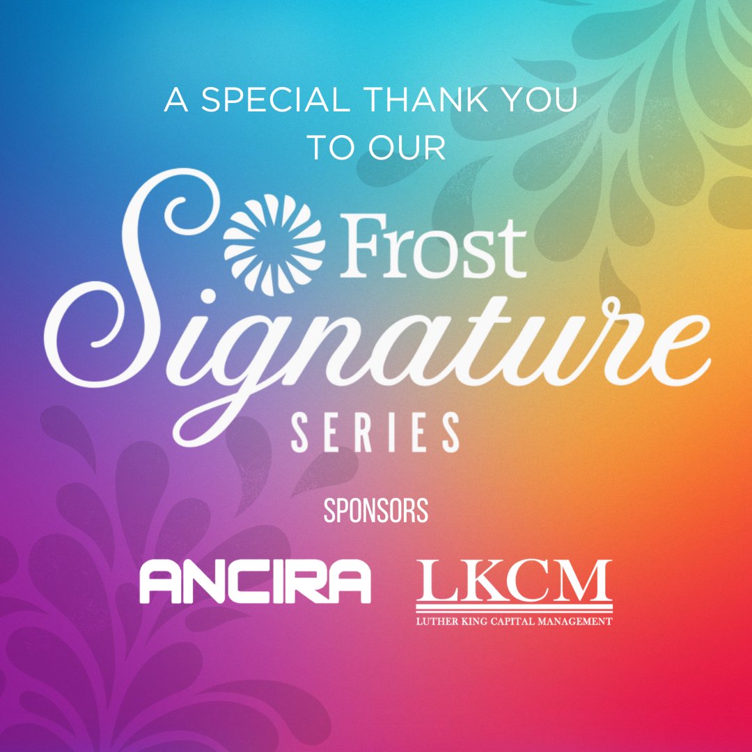 Thank you to our 24-25 Frost Signature Series sponsors, Ancira and LKCM! Your generous support helps bring Broadway magic to life. We appreciate your commitment to the arts and our community. 🔗Learn more about the Frost Signature Series at bit.ly/frostsignature