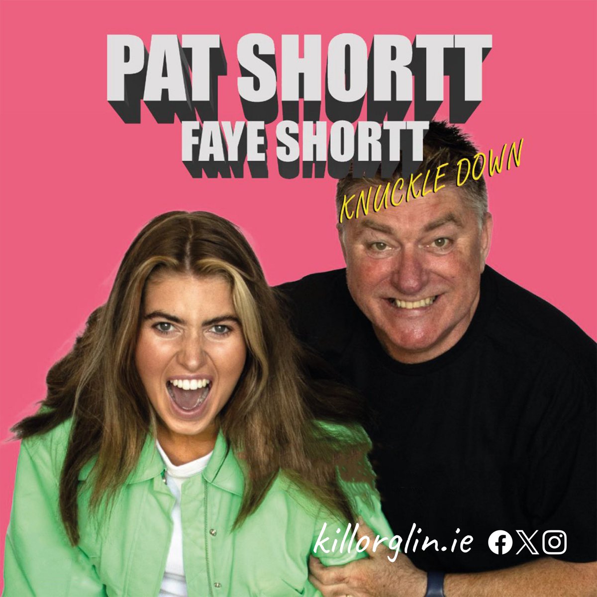 Pat and Faye Shortt are returning to #Killorglin this summer with their new comedy show 'Knuckle Down”!

📅 Friday, June 21st 
📍CYMS Community Hall #Killorglin
⌚️ 8 pm  
🎟️ €30 ➜ patshortt.com/buy-tickets/

📷 @pat_shortt

#LivePlayThriveHere