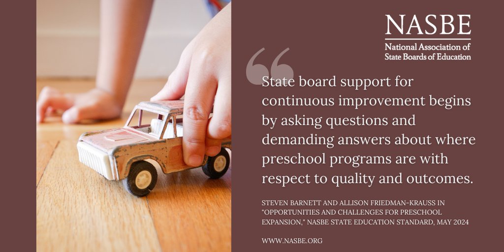 In #NASBEStandard, @wstevenbarnett and @allison_fk say once state leaders wrestle with questions of access, quality, funding, and continuous improvement in state-run preschool, programs yield many long-run dividends. ow.ly/Qfjk50RTXCq