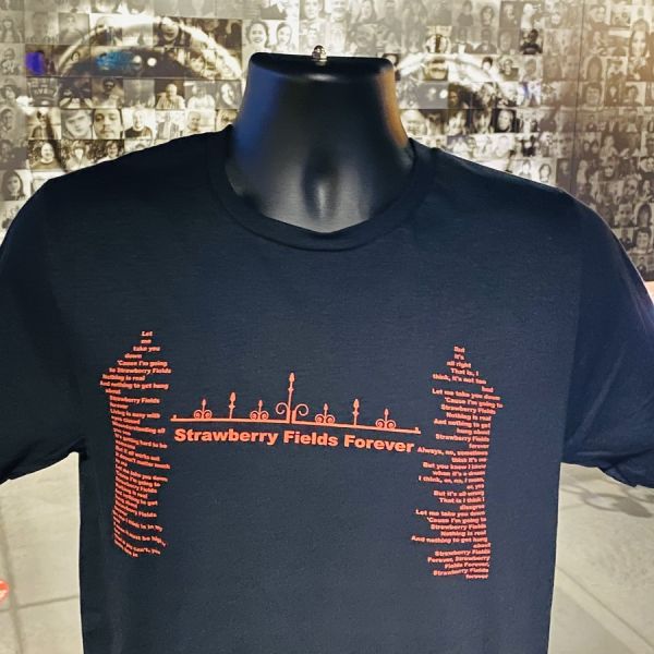This black cotton t-shirt features our iconic gates, made up of lyrics from Strawberry Fields Forever. 100% of profits go towards funding our Steps to Work programme and help to keep our gates open for good. Get your t-shirt here: ow.ly/xvCp50RR10Z