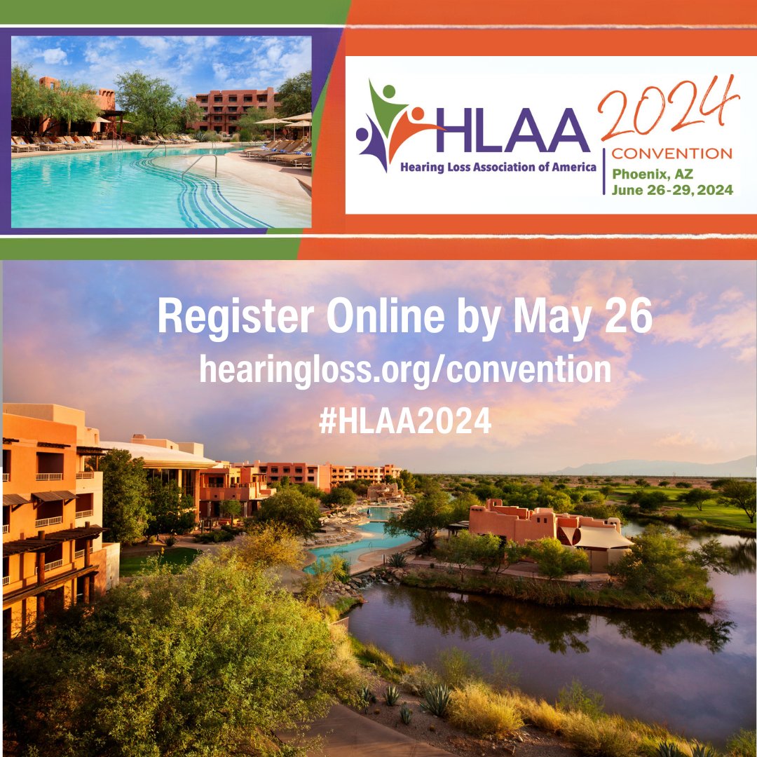 You can still join us at the #HLAA2024 Convention in #Phoenix, June 26–29! Register online through this Sunday, May 26.

Register & info: hearingloss.org/convention

Keynote: @AdamicShanna
@BluetoothSIG @better_hearing

#Auracast #HearingTechnology #HearingHealth #HearingLoss