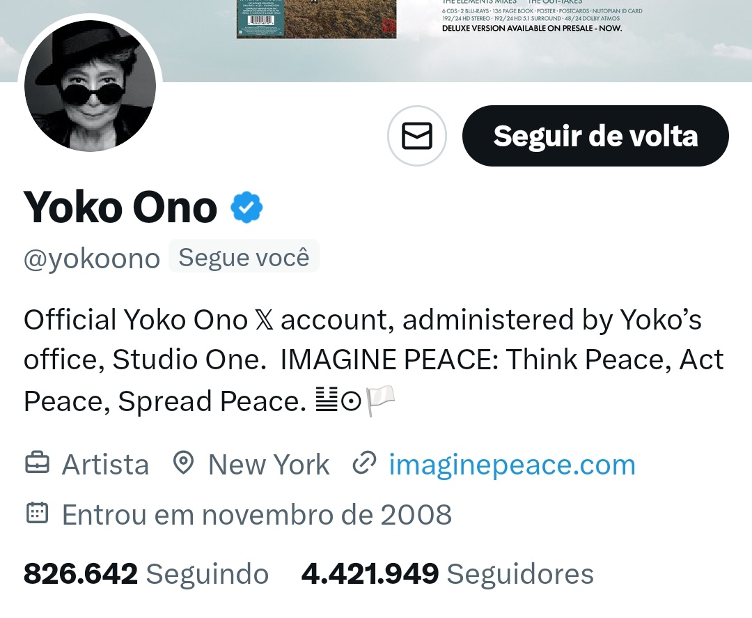 Não sei como, mas Yoko Ono me segue