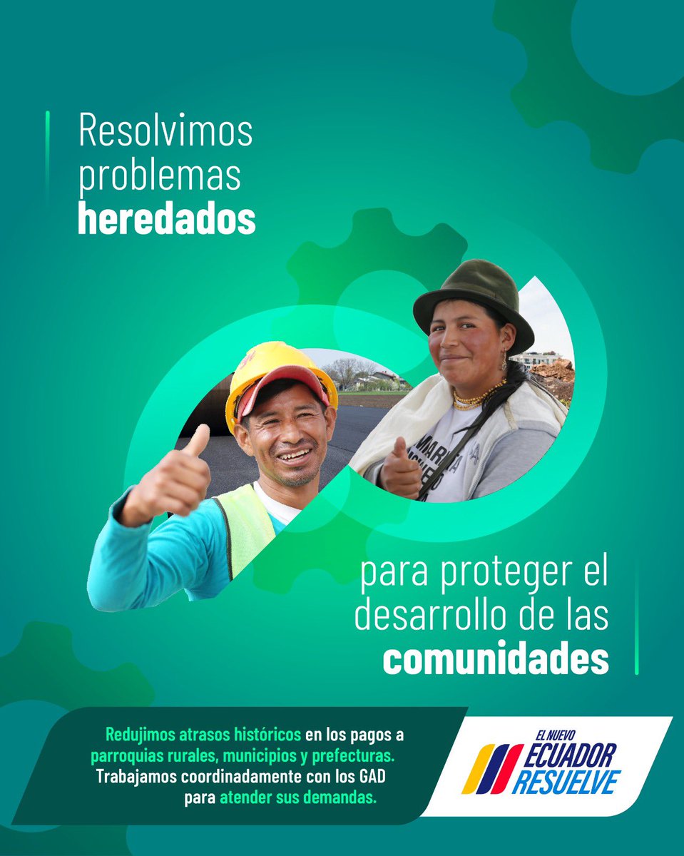 ✅ Heredamos una situación económica difícil. Con decisiones técnicas y oportunas redujimos atrasos y #TrabajamosConLosGAD, lo que repercutirá en el bienestar de los ciudadanos porque #ElNuevoEcuadorResuelve.