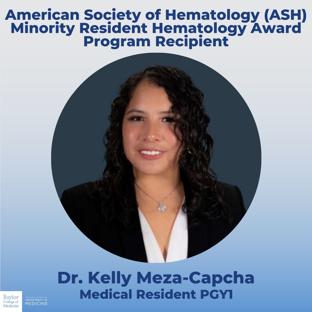🚨Thrilled to announce that Dr. Kelly Meza-Capcha @KellyMezaMD has been accepted into the ASH Minority Resident Hematology Award Program! 🎉 Congrats , Dr. Meza-Capcha! The @Florez_Lab is so proud of you👏 @ASH_hematology #ProudMoment