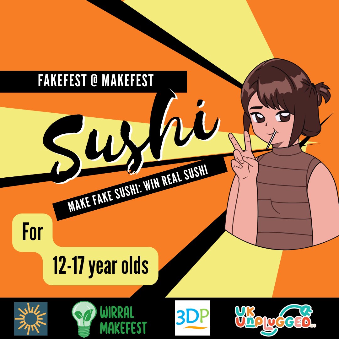 UKUnpluggedCIC's tweet photo. #FakeFest at @WirralMakeFest 🍣 We've got a fake sushi making competition on June 1st in #Birkenhead Central Library for 12-17 year olds. Here's the link to apply- to be one of 4 contestants! @GetMe3DPrinting  https://t.co/bpwbAq3Ykt https://t.co/RtrTmikL57