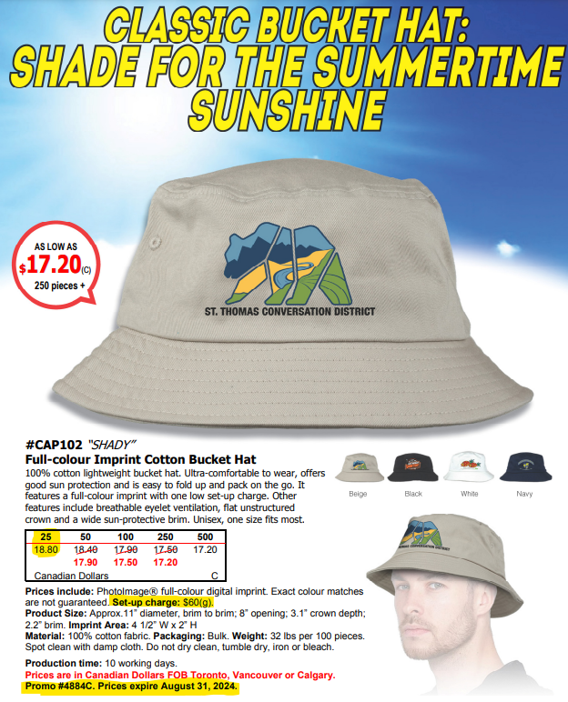 EmbroidMeCB's tweet photo. Bucket hat season is here, so order now. They have been impossible to get once Summer arrives, for the last two years, don't be disappointed this year! Logo this up with your brand and let your company name shine all Summer! #walkingbillboards #topofmindawareness https://t.co/gCXj1TamKP