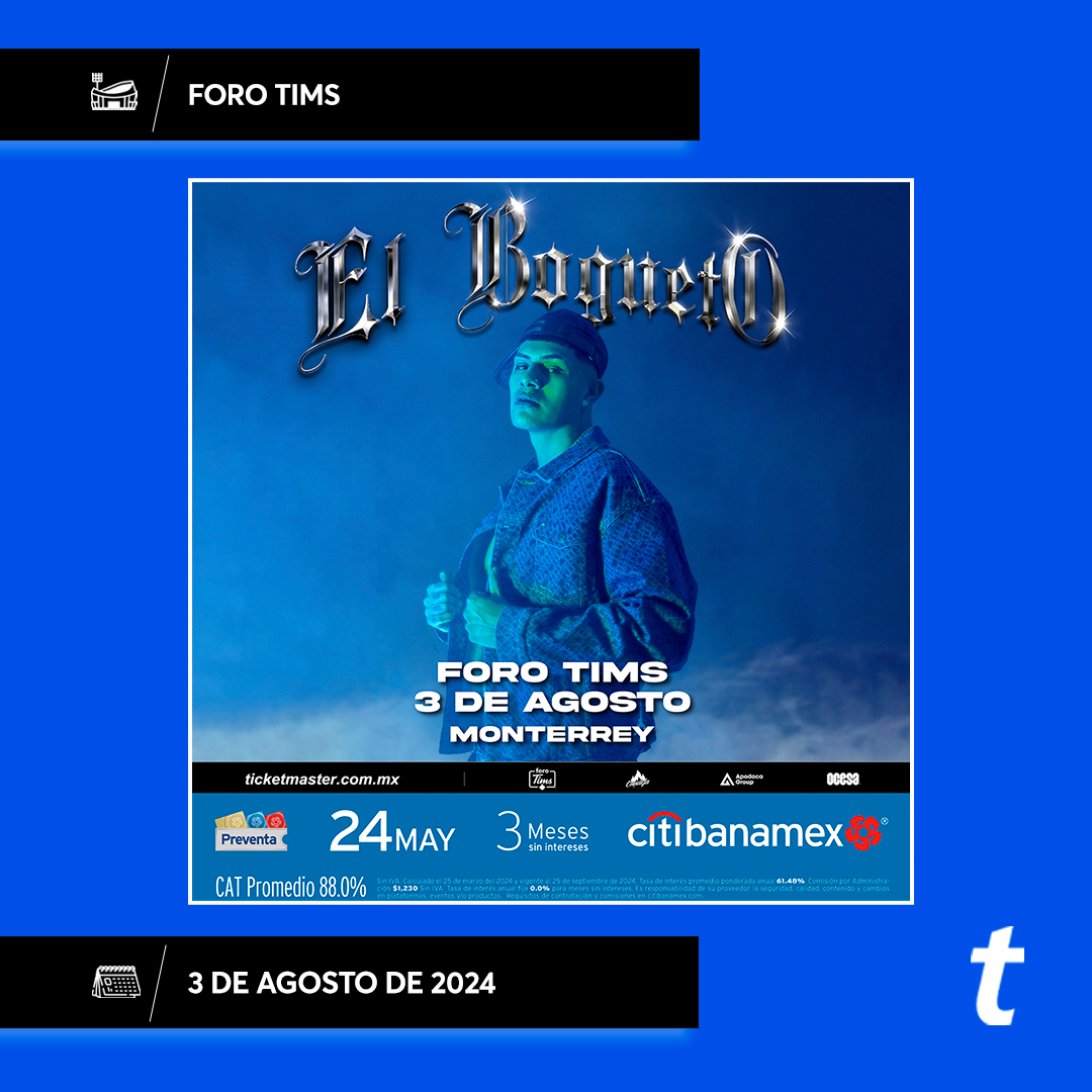 Ya puedes comprar tus 🎟️🎟️ en la #PreventaCitibanamex para ser parte de los conciertos de #ElBogueto en el @ForoTims y en el @C3Mexico 💥👇 tkmx.link/ElBoguetoTm