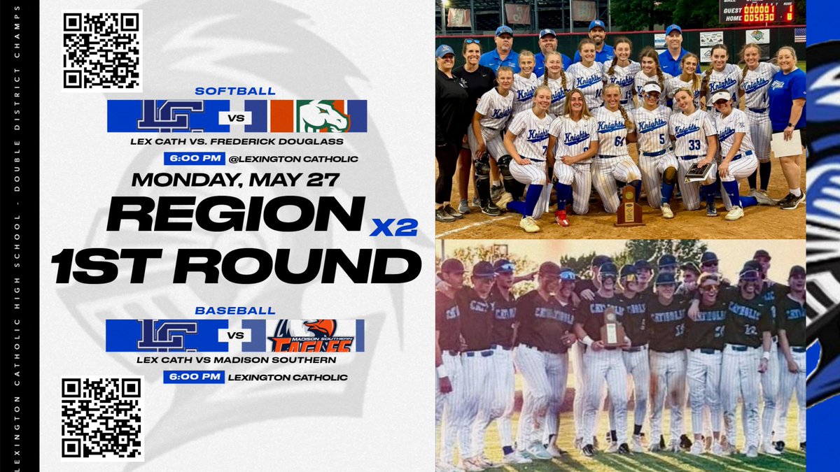 2 PLAYOFF GAMES - 1 NIGHT - 1 LOCATION!!  Tickets $8 on GoFan prepurchased or at gate.  Will have cash option at gate as well. LC STUDENTS will have separate CASH ONLY gate for student section in outfield.