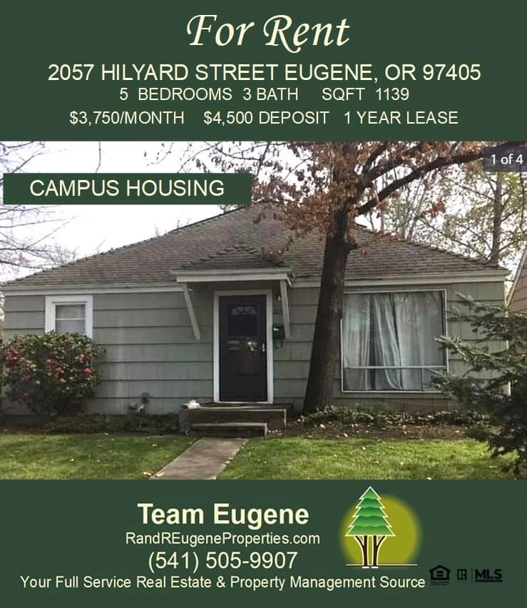 CAMPUS HOUSING! Check out this charming home in the heart of Eugene! Available July 12th!
rreugpropmgmt.com
.
#forrent #propertymanagement #WeCanHelpWithThat #campuslife #uo #GoDucks #randrpropertiesofeugene #TeamEugene