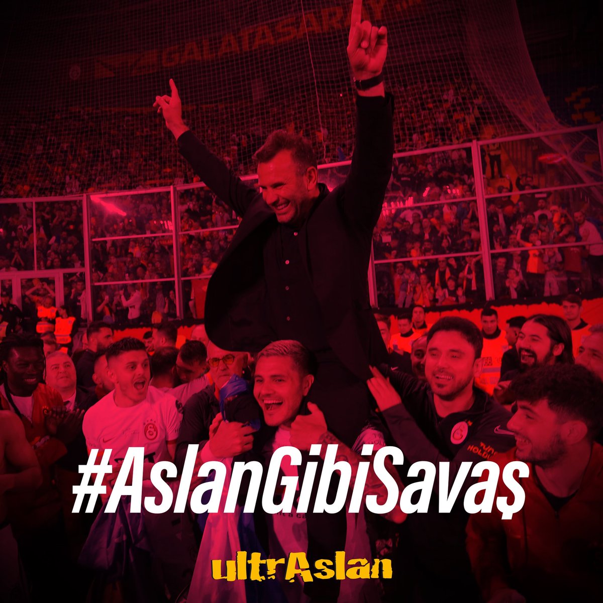 ultrAslan's tweet photo. Cumhuriyetimizin 100. yılında, Galatasaray’ımızın başında ilk şampiyonluğumuzu yaşadık.

BURAYA KADAR REKORLAR KIRA KIRA GETİRDİN, ŞAMPİYONLUK KUPAMIZI YİNE KALDIRACAK OLAN SENSİN! 

Sana inanıyoruz ve güveniyoruz ASLAN HOCAM! 

#AslanGibiSavaş https://t.co/O6sQsBFGmK