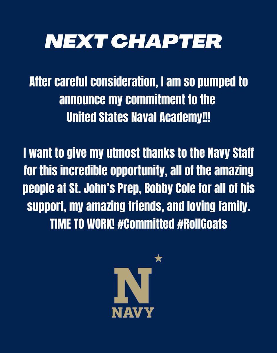 COMMITTED. 
<a href="/NavyFB/">Navy Football</a> <a href="/StJohnsPrepFB/">St. John’s Prep Football</a>
