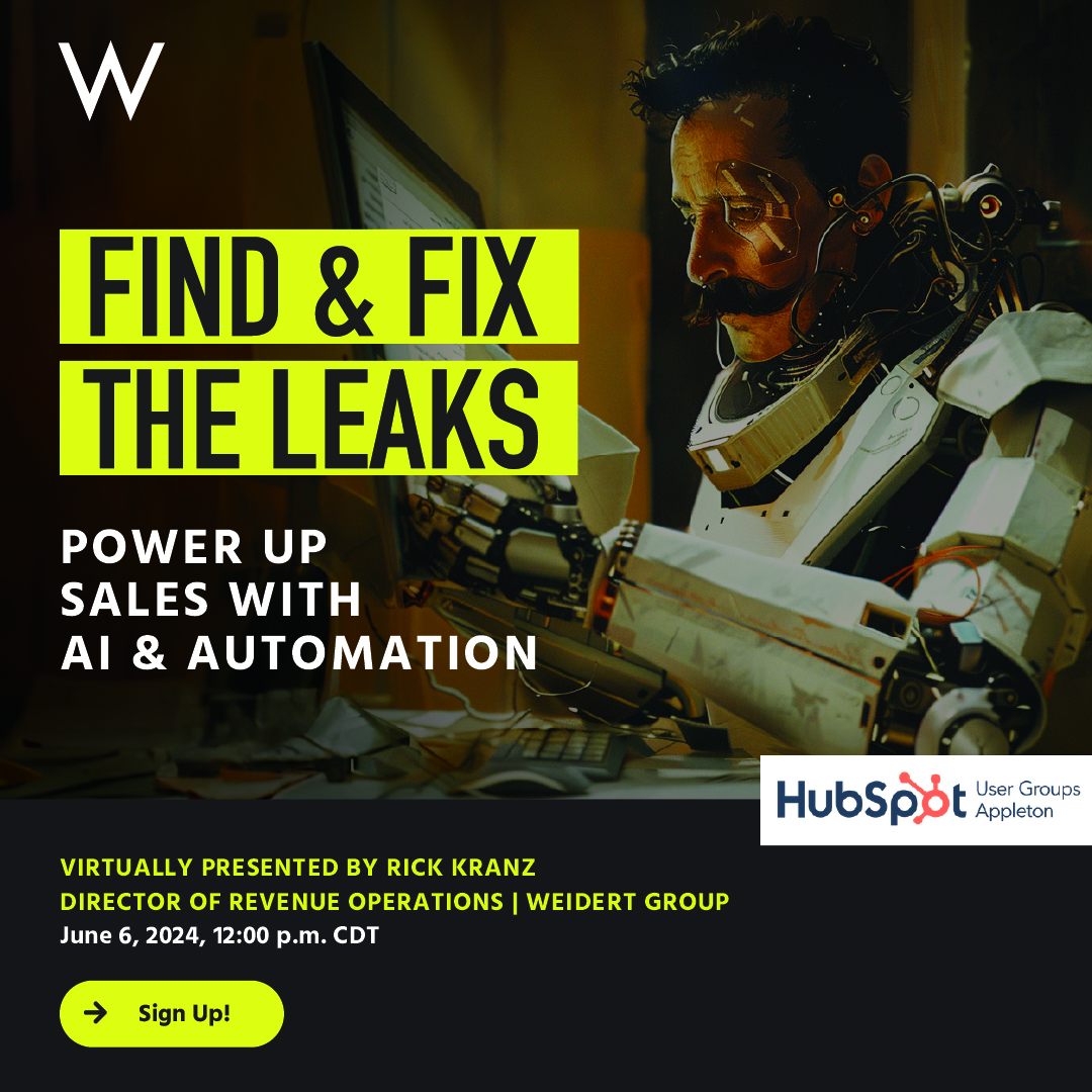 WeidertGroup's tweet image. Join our free @HubSpot User Group (HUG) meetup to discover how #HubSpotAI (and more) help real-life sales and marketing teams engage and close prospects. Thursday, June 6, led by our Director of #RevenueOperations — register for free! #AIWebinar #B2BMarketing #B2BSales #AITools