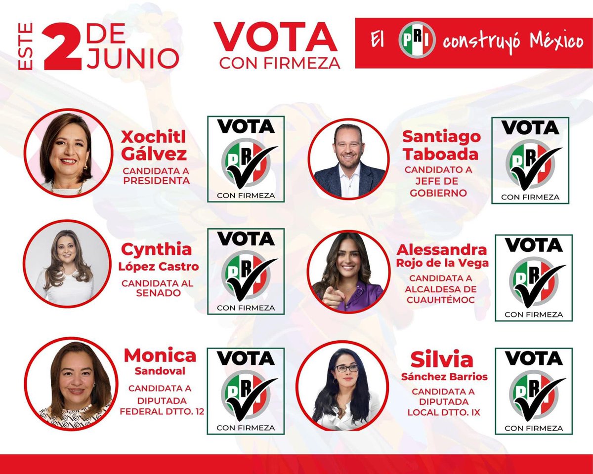 ¡El 2 de junio #elcambioviene a #México,la #CDMX y la #AlcaldíaCuauhtémoc! Juntos podemos lograr la ciudad que merecemos.#VotaPRI

#DianaSánchezBarrios #LasBarriosEnAcción
@XochitlGalvez @STaboadaMx @cynthialopezc1 @AlessandraRdlv @SilviaSanBarr 
#EleccionesMéxico2024 #UltimaHora