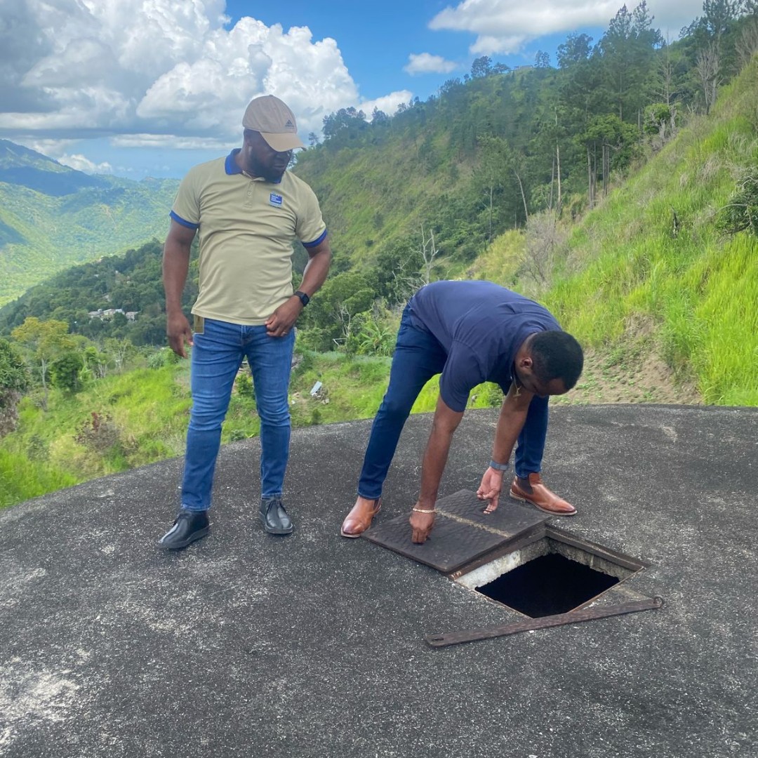 As we tour the vital water systems in East Rural St. Andrew, our journey took us to the Penny Hill Tank above Mavis Bank, where we gained valuable insights into the infrastructure that sustains our community's water supply. #WaterSystems #TeamNWC