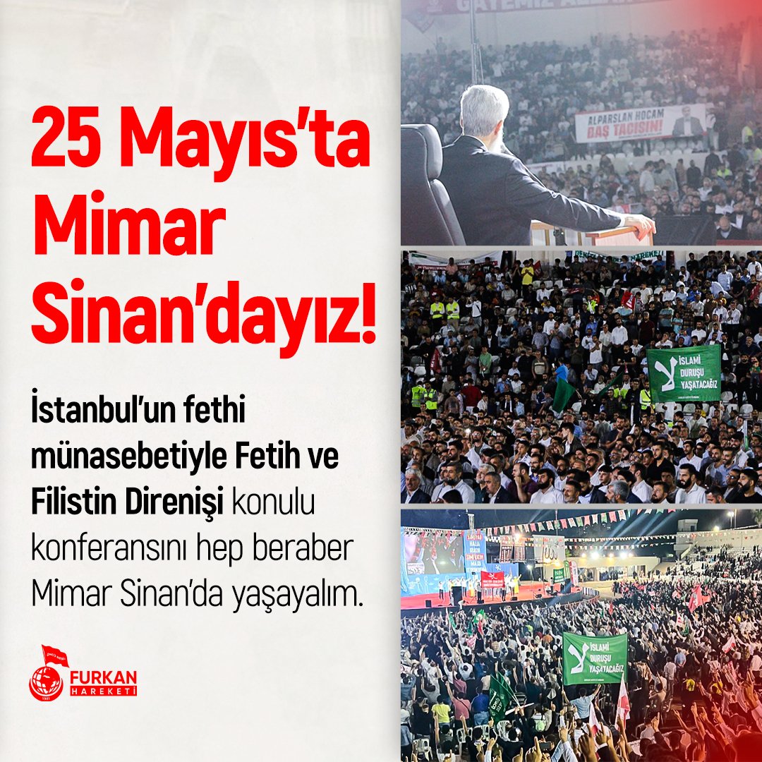 Ecdadımız şanlı fetihler gerçekleştirmiş. Bugün filistinli müslümanlar da şanlı bir direniş gösteriyor. Allah ikisinide anlamayı nasip etsin..
Yarın AdanaMimarSinandayız
#FurkanHareketi