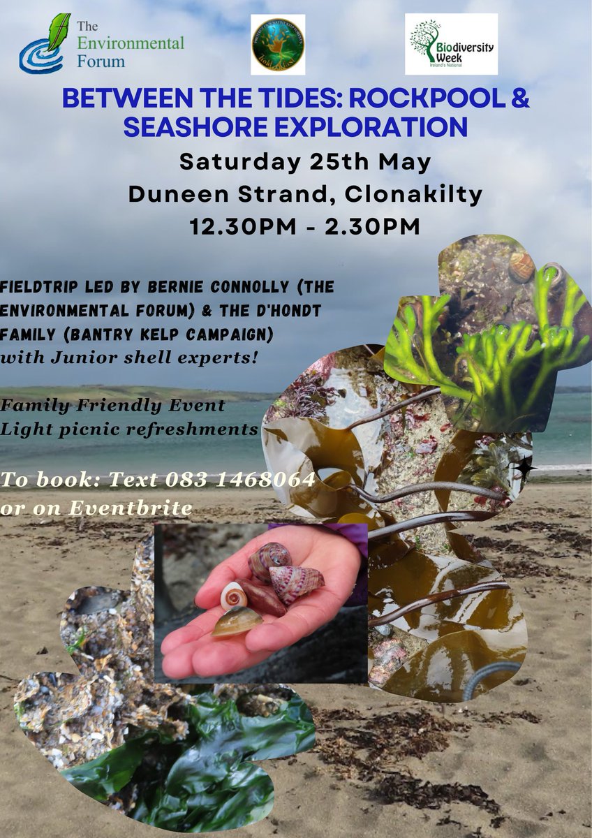 Tomorrow we'll be on the shore with the dHondt family to explore life on the shore. Looks like we might just escape the showers but just in case bring a jacket! Booking isn't essential just come along and enjoy discovering more about our wonderful marine life @BBKelpForest.