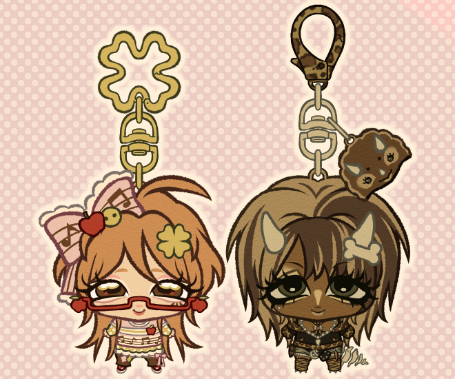 HEY. GUYS. do you want ME to turn YOUR OC into these STUPID keyring things !??!? then youre in luck because i just opened 2 slots for these over on vgen!!!!! check them out!! >_< vgen.co/tarteaumiau