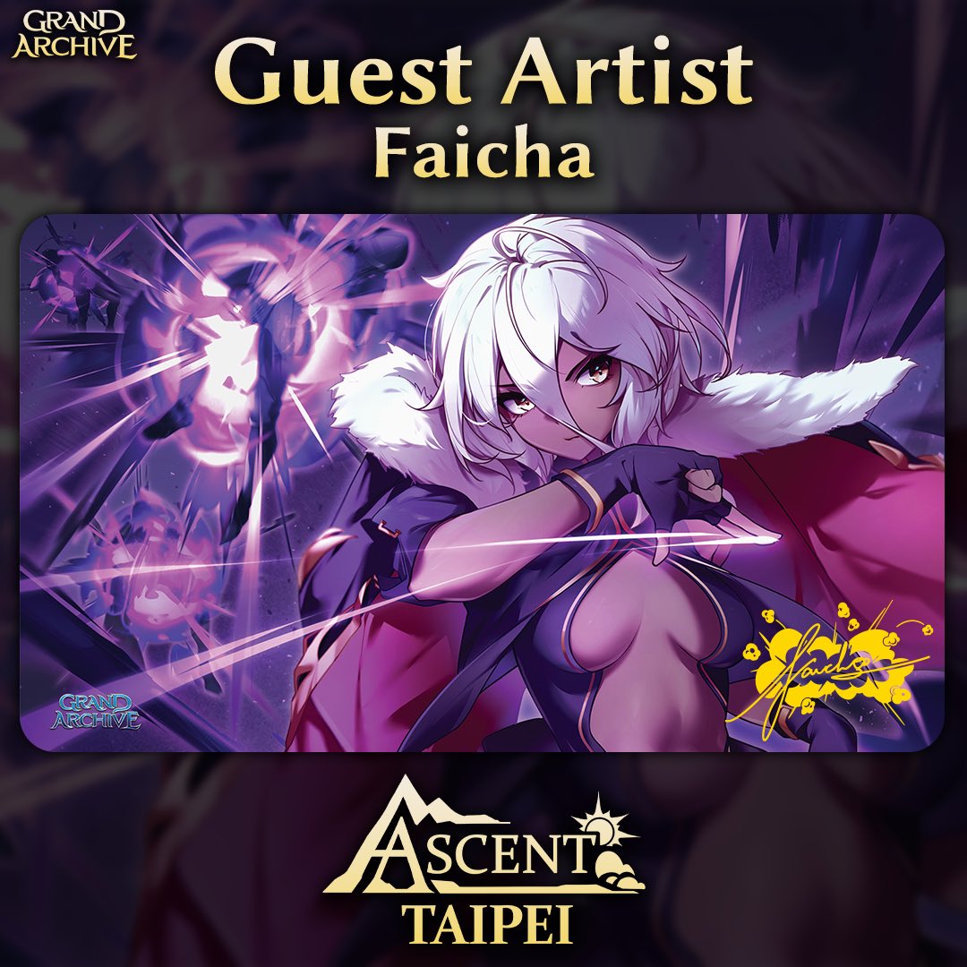 Introducing Grand Archive Ascent Taipei Guest Artist: @faicha2010 

Meet the artist behind many fan favorite cards such as Diana and have the opportunity to receive a signed Expunge playmat!

Illustration List: index.gatcg.com/cards?illustra…

Tickets and Information: