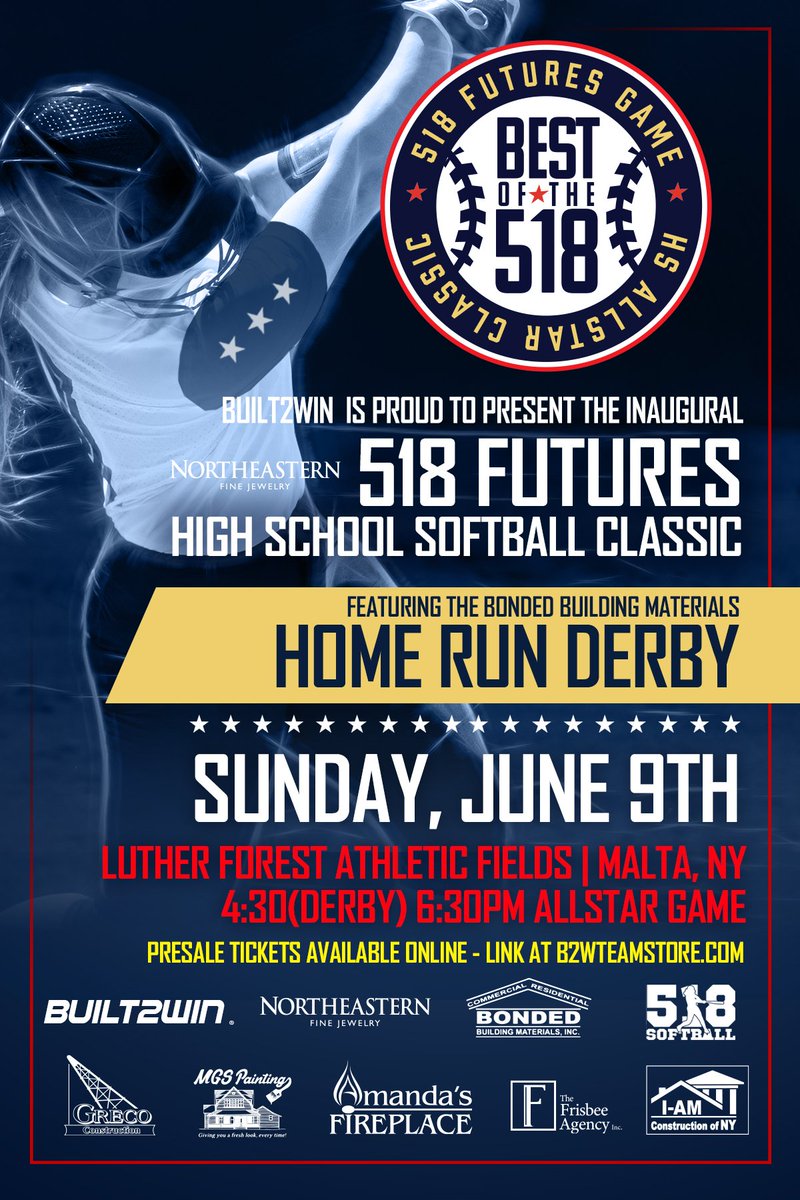 🗓️Sunday, June 9th 4pm🗓️
Come join us for the ultimate showdown on the diamond at the Luther Forest Athletic Fields! HS softball players from across Section 2 will be on display in this thrilling All Star Game and Home Run Derby.