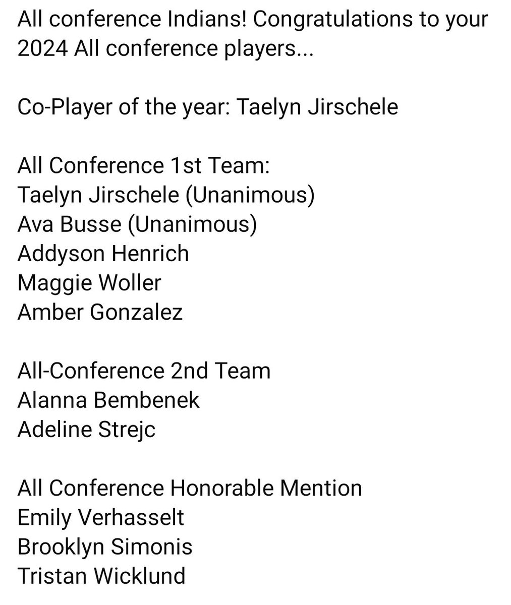 Honored to be named Co-player of the year in our conference! Congratulations to my teammates for getting honors as well! So excited for the rest of this season!