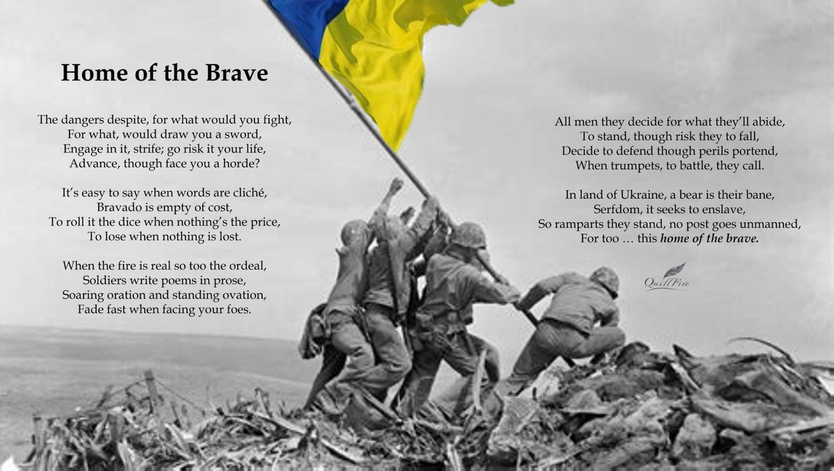 QuillFirePoetry's tweet image. To the brave men and women of the Armed Forces of Ukraine, we salute you. You are the very exemplar of gallantry in the world and remind us that freedom is not free ... and that those who enjoy it are indebted to those who paid the price to obtain it.

Slava Ukrayini! 
Heroyam…
