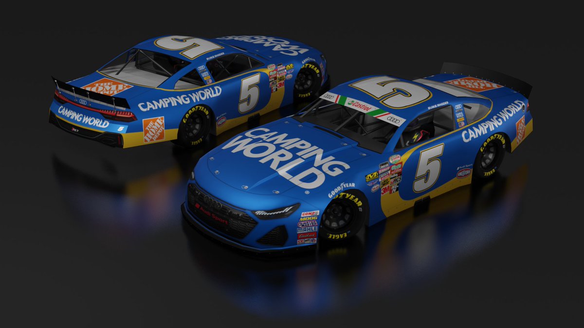 440_Designs's tweet photo. Up next over at Kirkland Brothers is Blake Rhodes, with backing from the #CampingWorld family of brands at the time. I liked the look of the old Camping World scheme that Trevor Bayne ran in the 21, so I decided to used it here.

#Fictional #NASCAR #NR2003 https://t.co/lK7YvcVbxA
