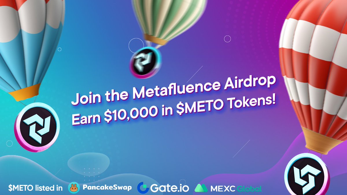 🪂 Don't miss the BIG Airdrop from Metafluence! 🪂 Earn $SOTO tokens through social activity and swap for $METO. Join our campaign from 04.25.2024 to 06.25.2024 for your share of $10,000 in $METO!