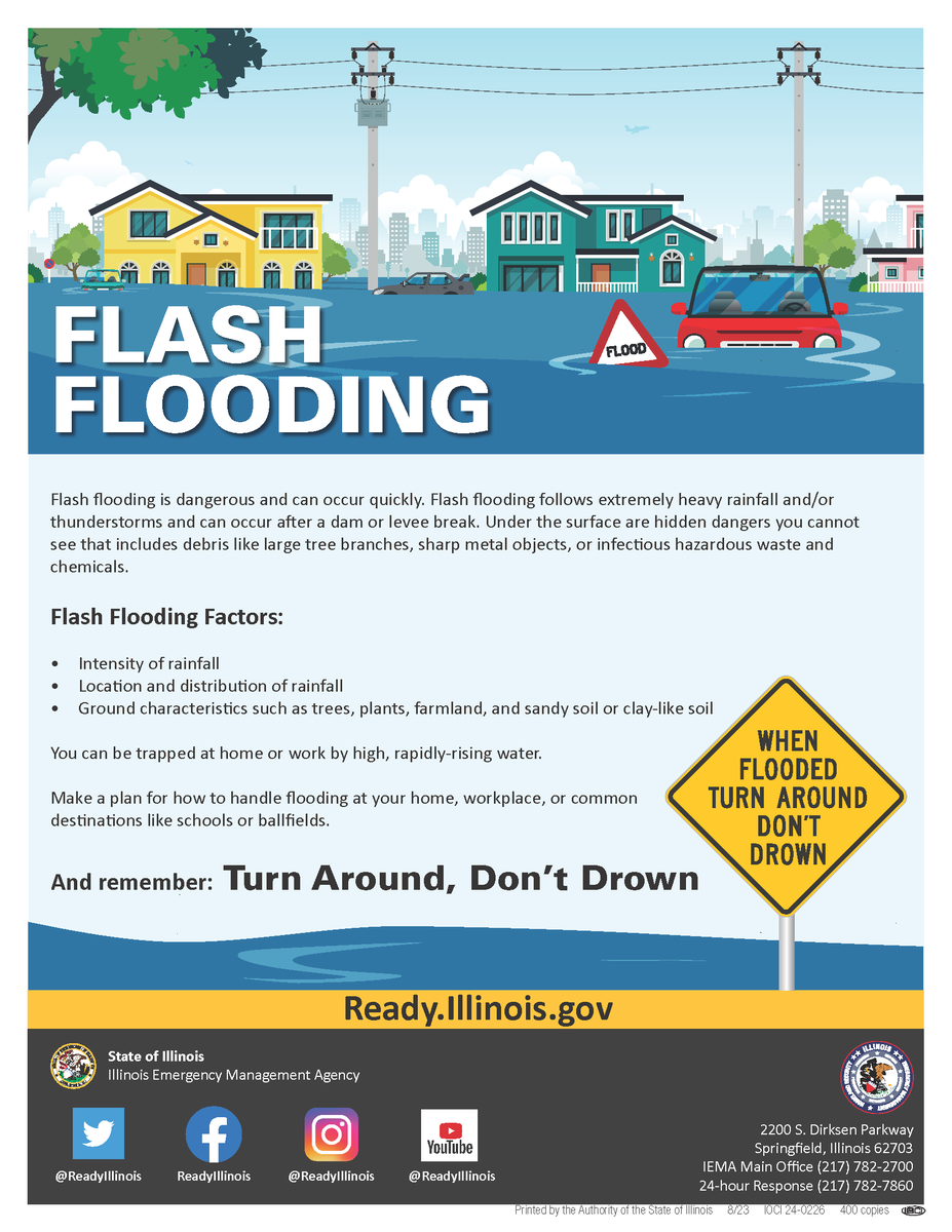 Some areas are being inundated with rain. Never wade or drive into standing water. Turn around, don't drown! #TADD #ILWx #Illinois