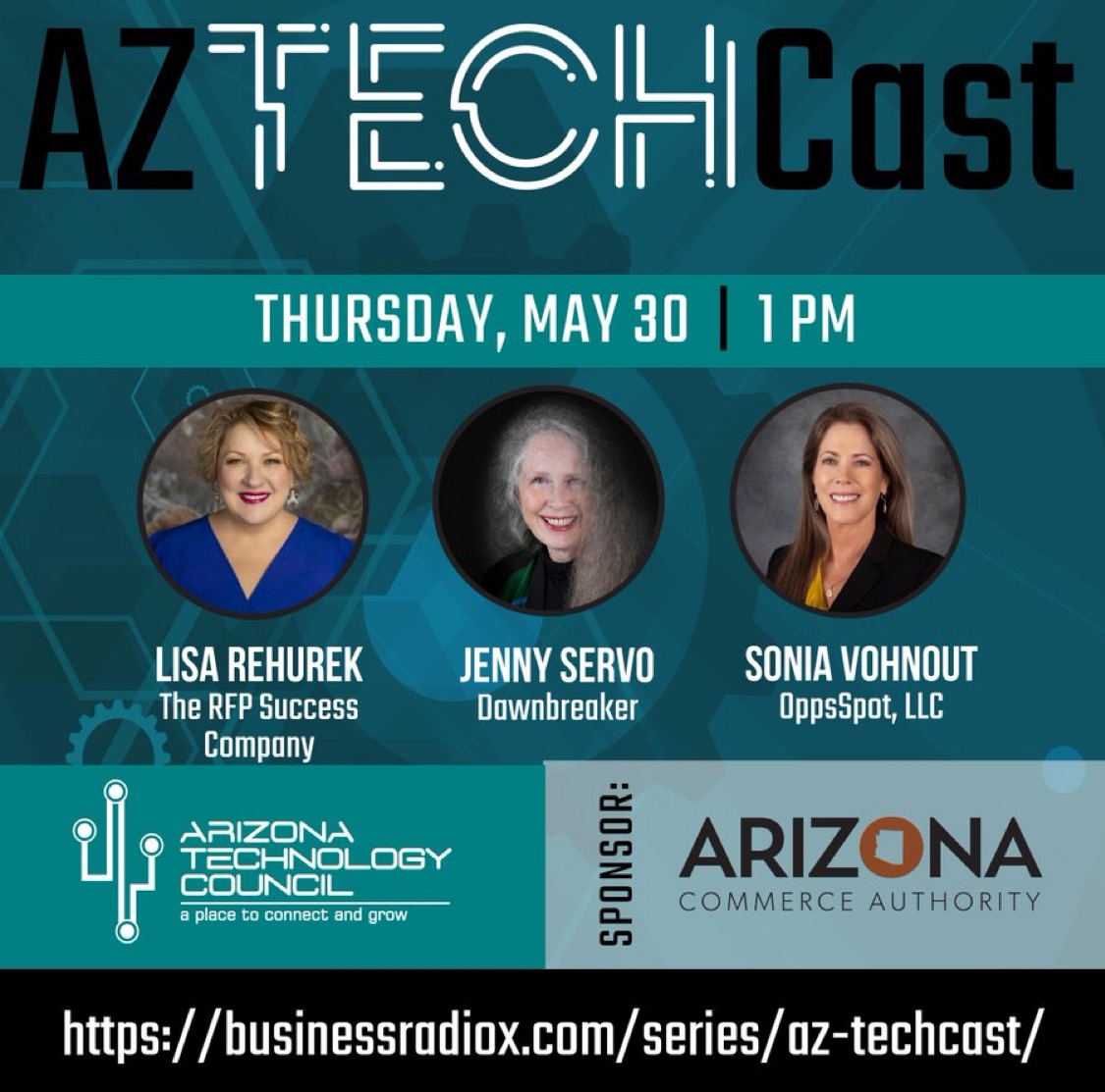 OppsSpotLLC's tweet photo. ๐ Excited to announce @vohnoutย involvement in the 50th episode of #AZTechCast!ย
๐ Don't miss the chance to learn from Sonia, Lisa Rehurek, and Jenny Servo. ๐
Tune in on May 30th from 1-2pm MST. ๐ป
@aztechcouncilย
๐ https://t.co/5D4yUTu1Xn
ย #SBIR #STTR https://t.co/gaa2dJwrUj